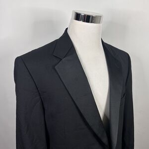 Stafford 44L Tuxedo Jacket 100% Wool All Black One Button Fully Lined